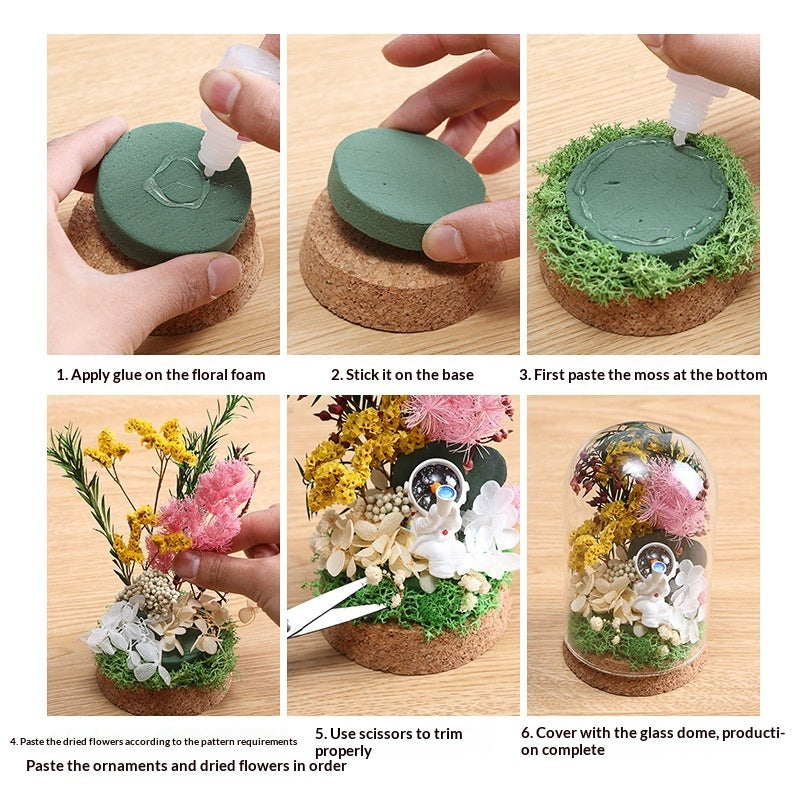 DIY Craft Kit Handmade Ornament Dried Flowers Glass Dome