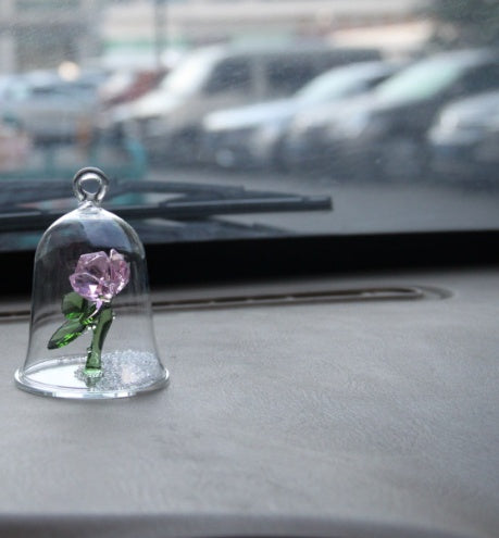 Crystal glass cover rose