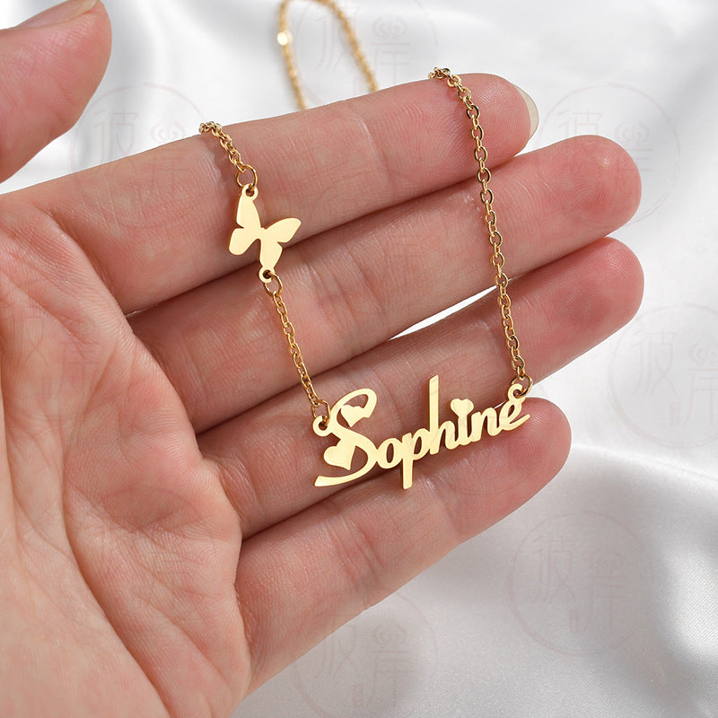 Titanium Steel Letter English Name Necklace