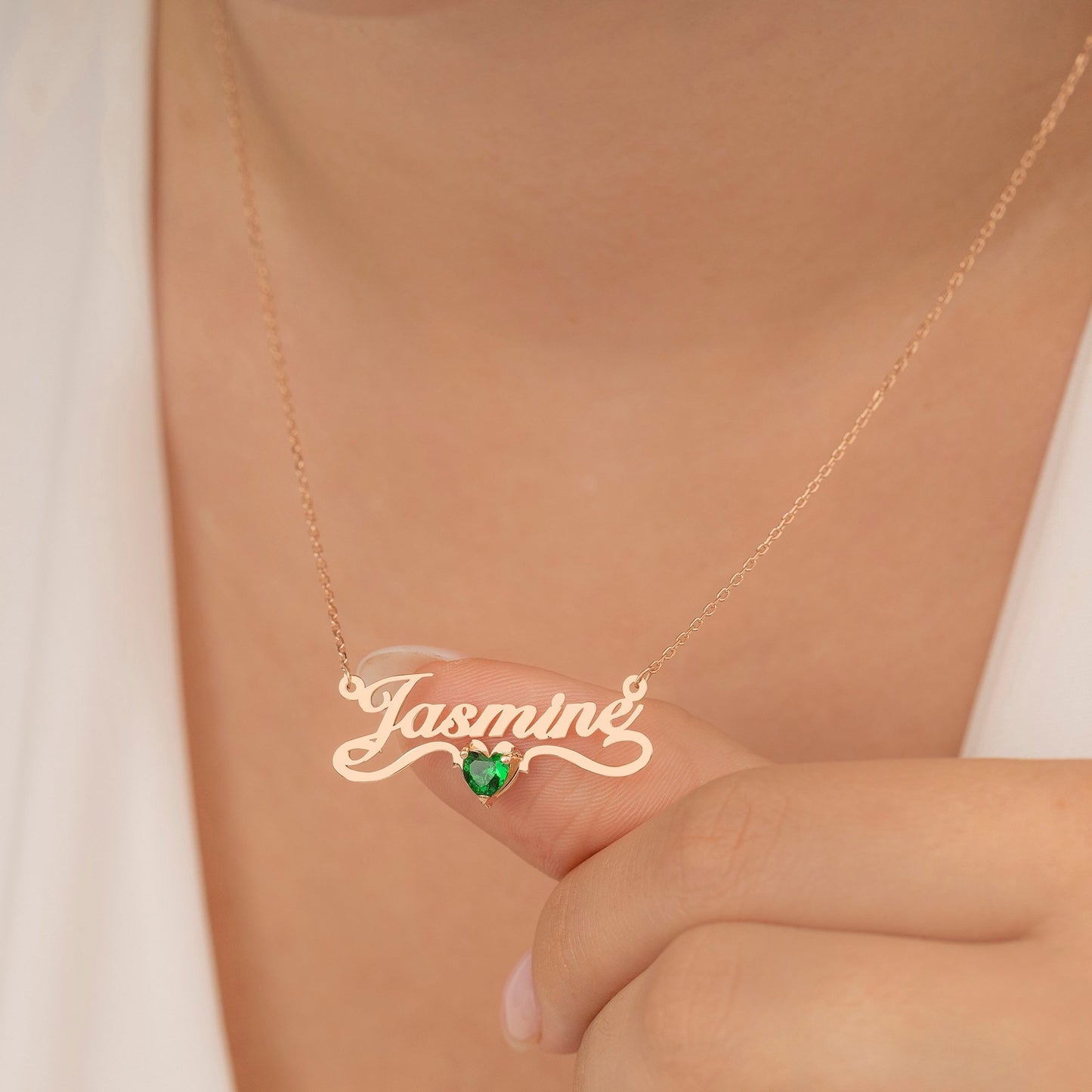 Crystal Personalized Name Necklace Stainless Steel