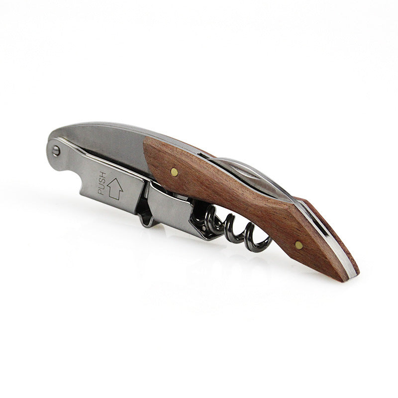 Wooden Handle Bottle Opener Wine Stopper Set Of 3