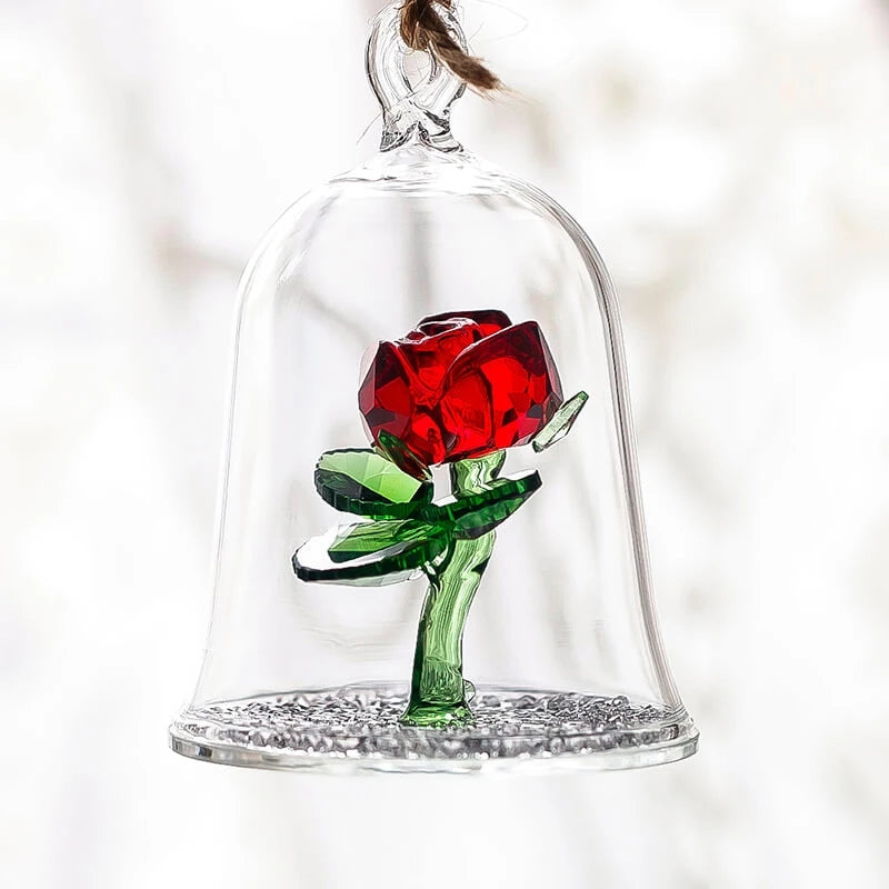 Crystal glass cover rose