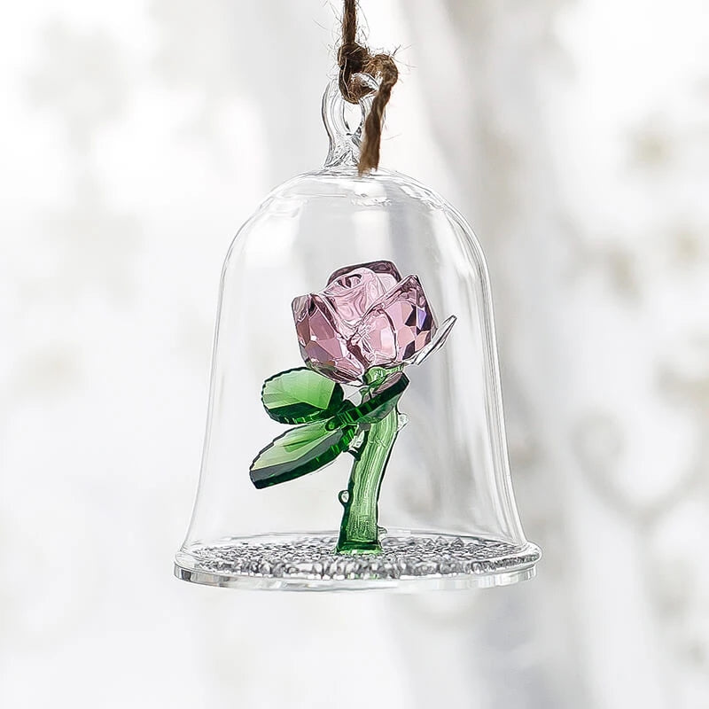 Crystal glass cover rose