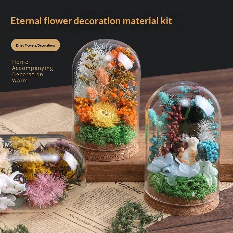 DIY Craft Kit Handmade Ornament Dried Flowers Glass Dome