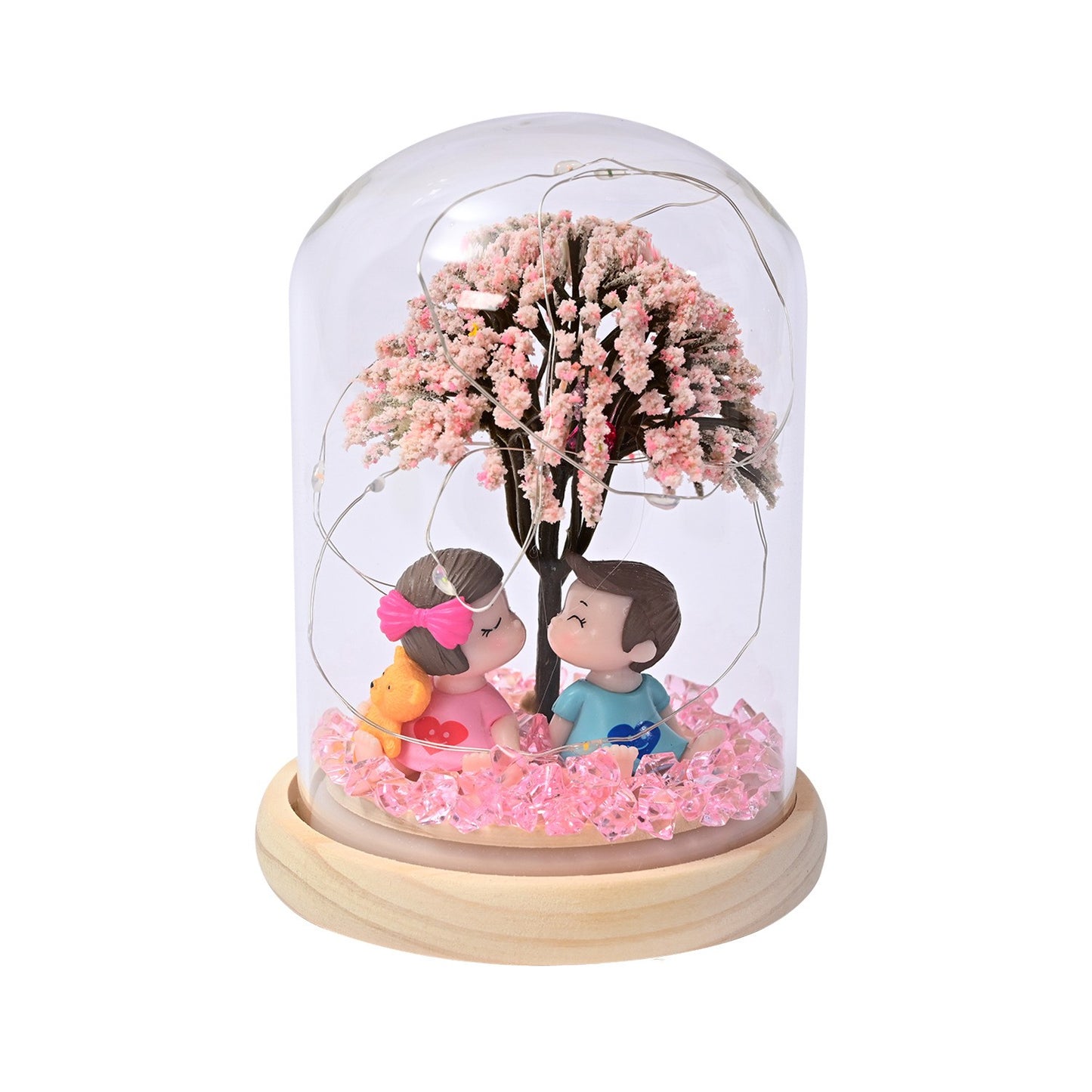 Couple Figurine Glass Dome Dust Cover Ornament